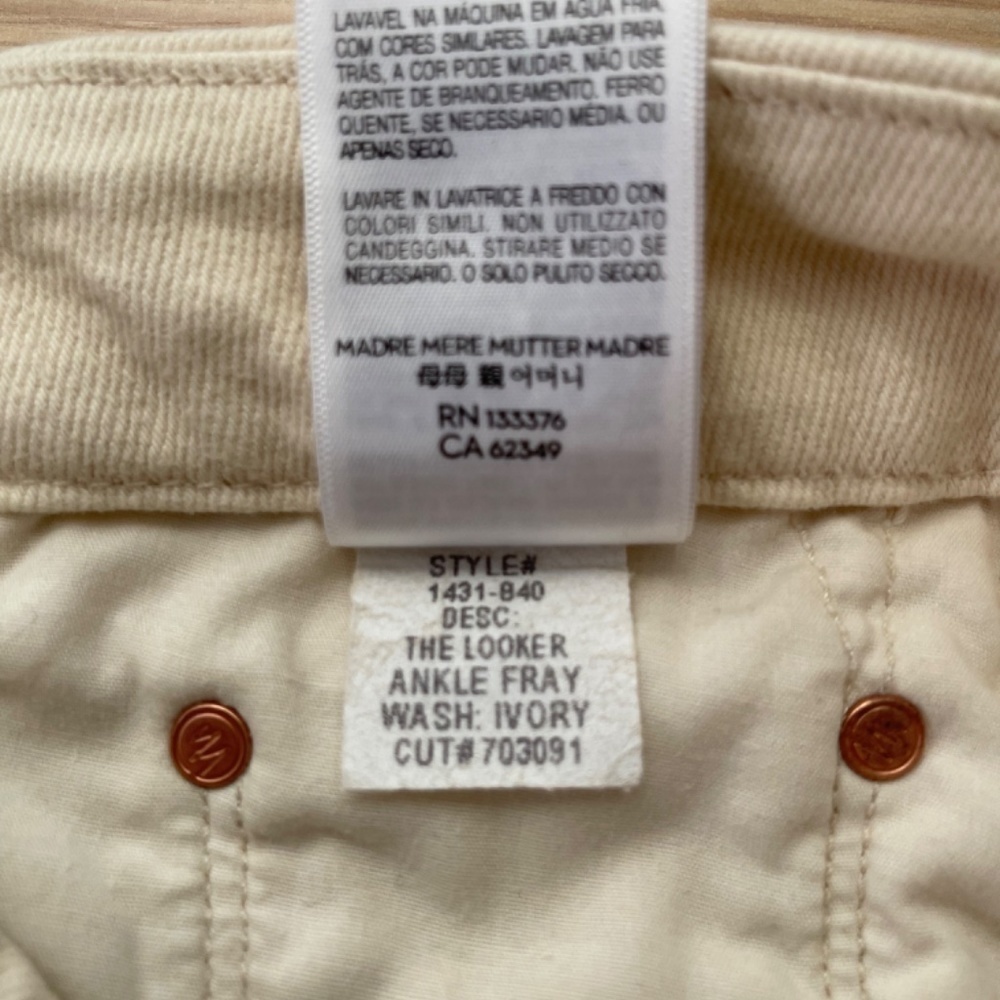 𝅺MOTHER Ivory The Looker Ankle Fray Gettin’ In Jeans US 25 - Picture 8 of 8